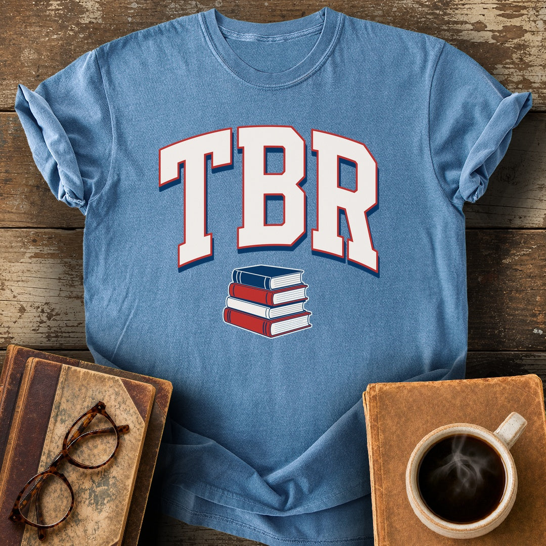 TBR Varsity Tee - blue jean shirt mockup